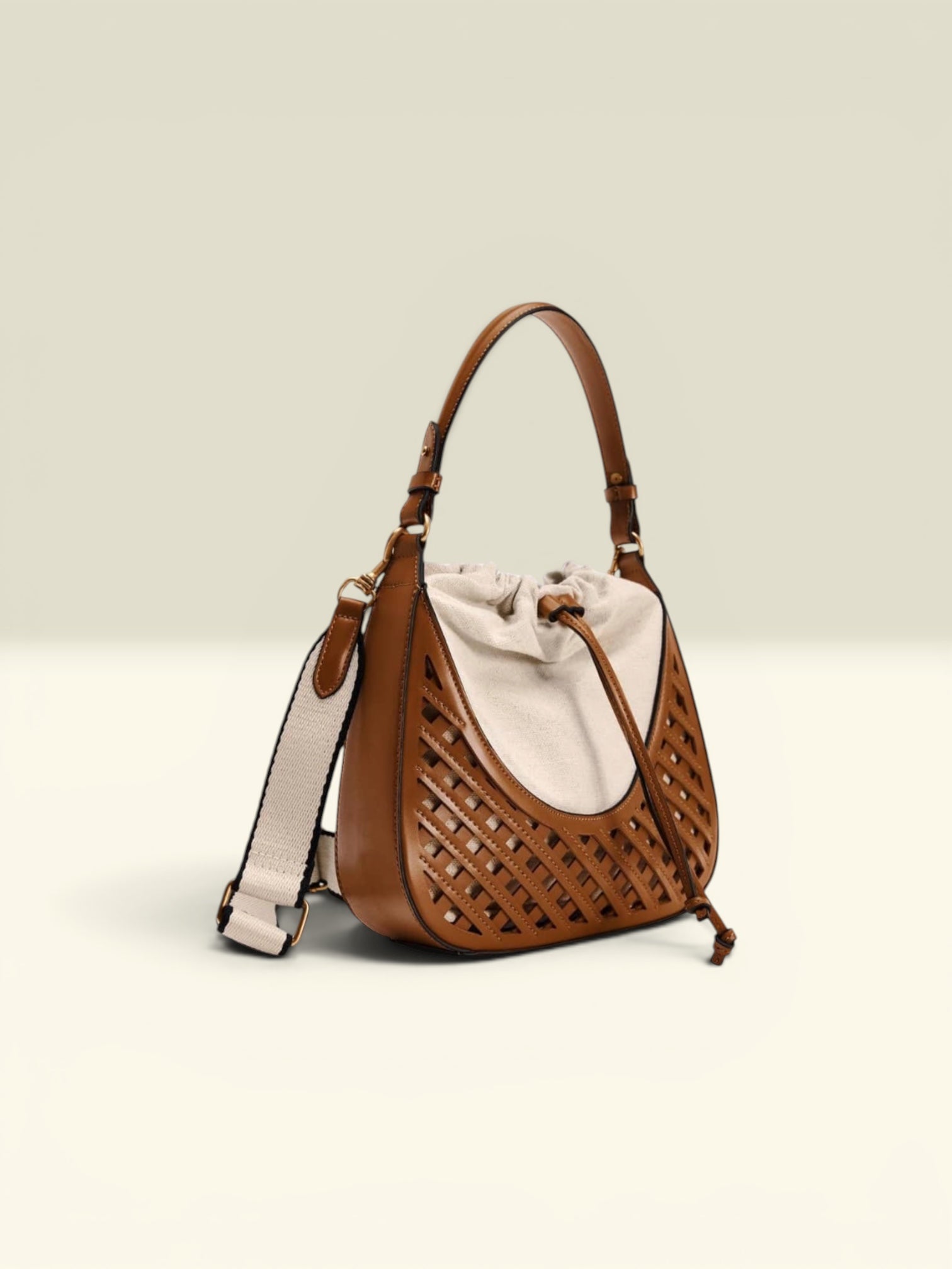 Zara Brown Woven Bucket bag
