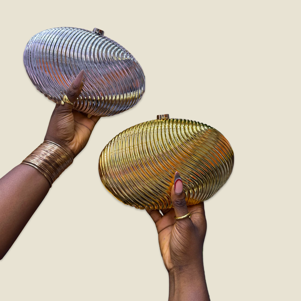 Sculptural Metallic Evening purse