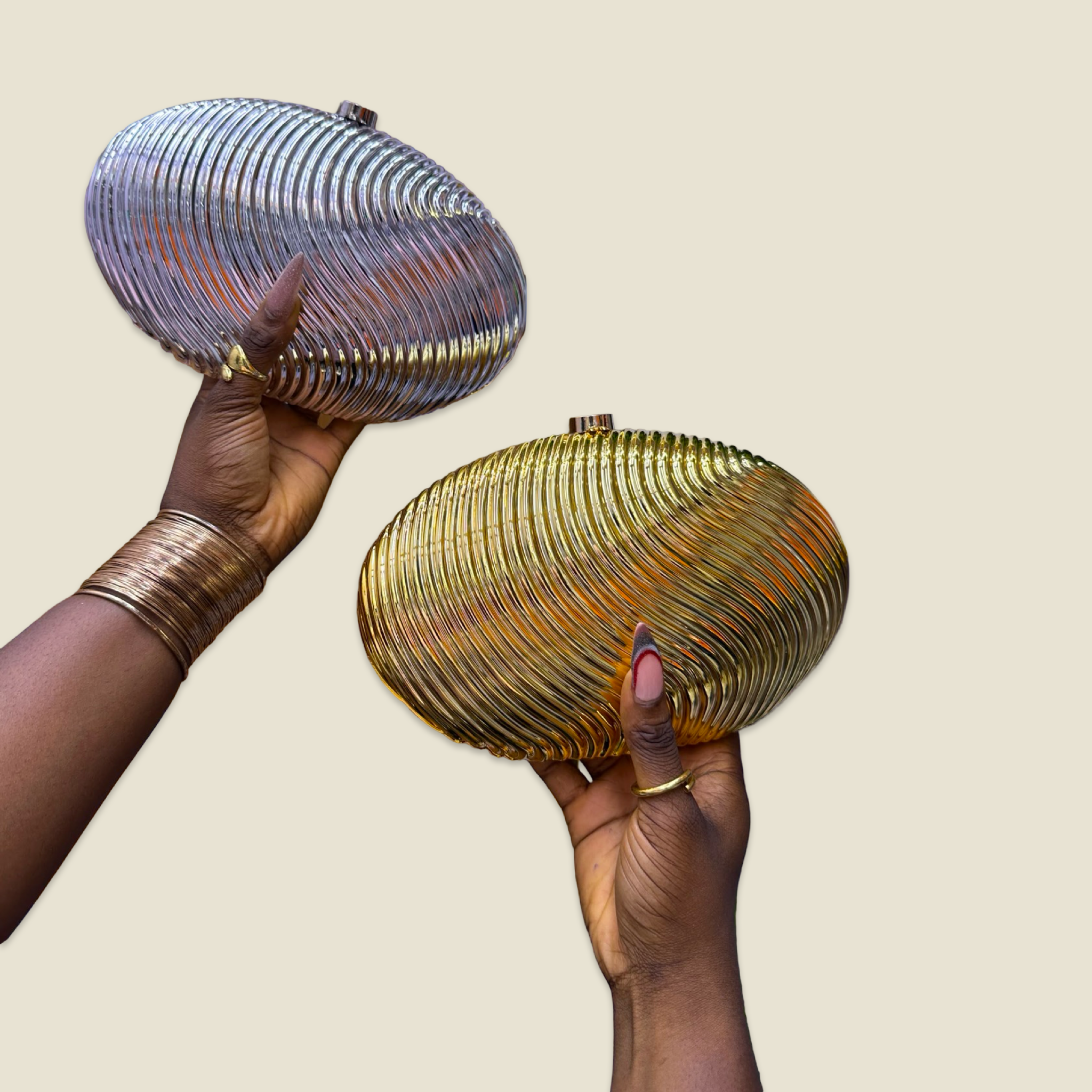 Sculptural Metallic Evening purse