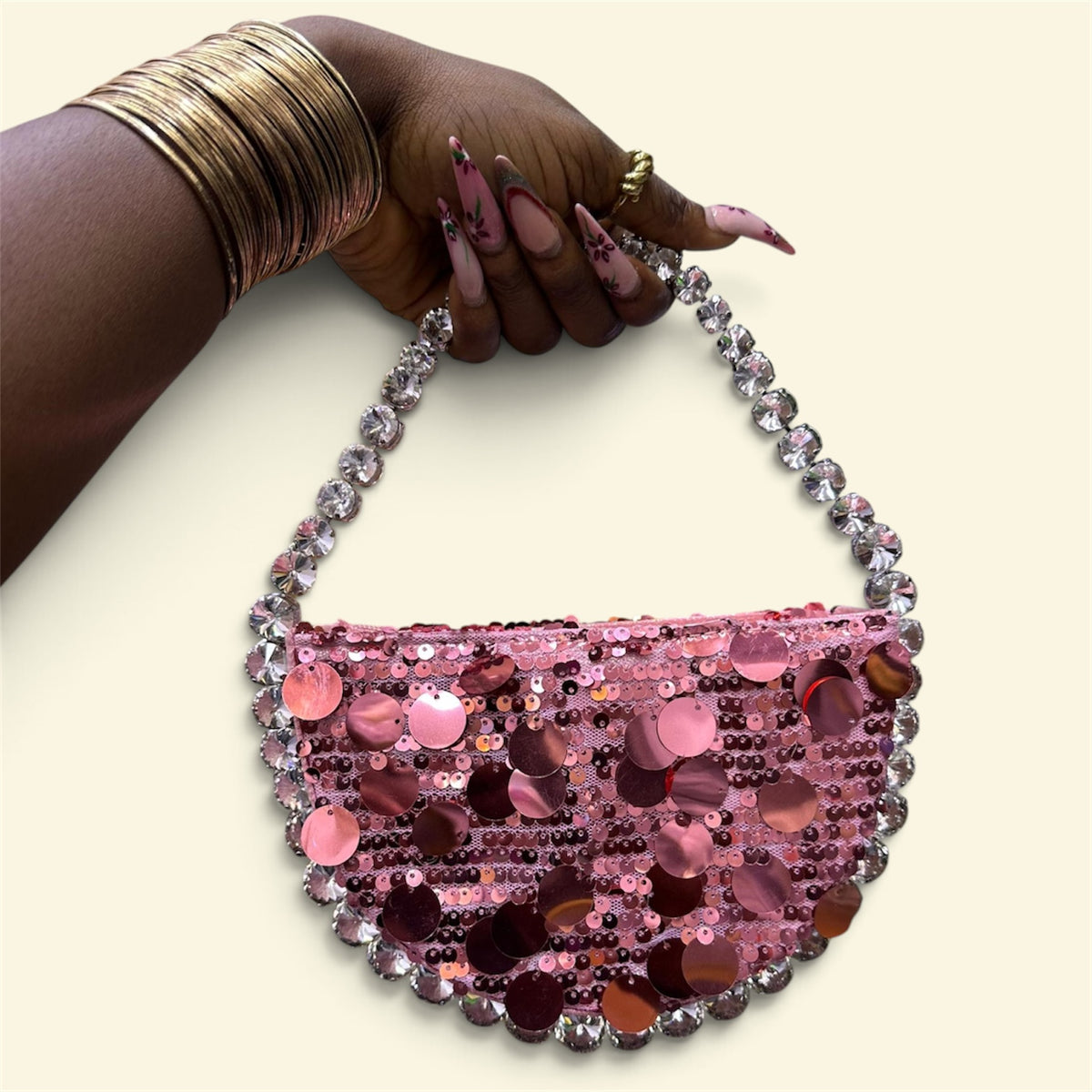 Sequin Rhinestone Chain Shoulder Bag