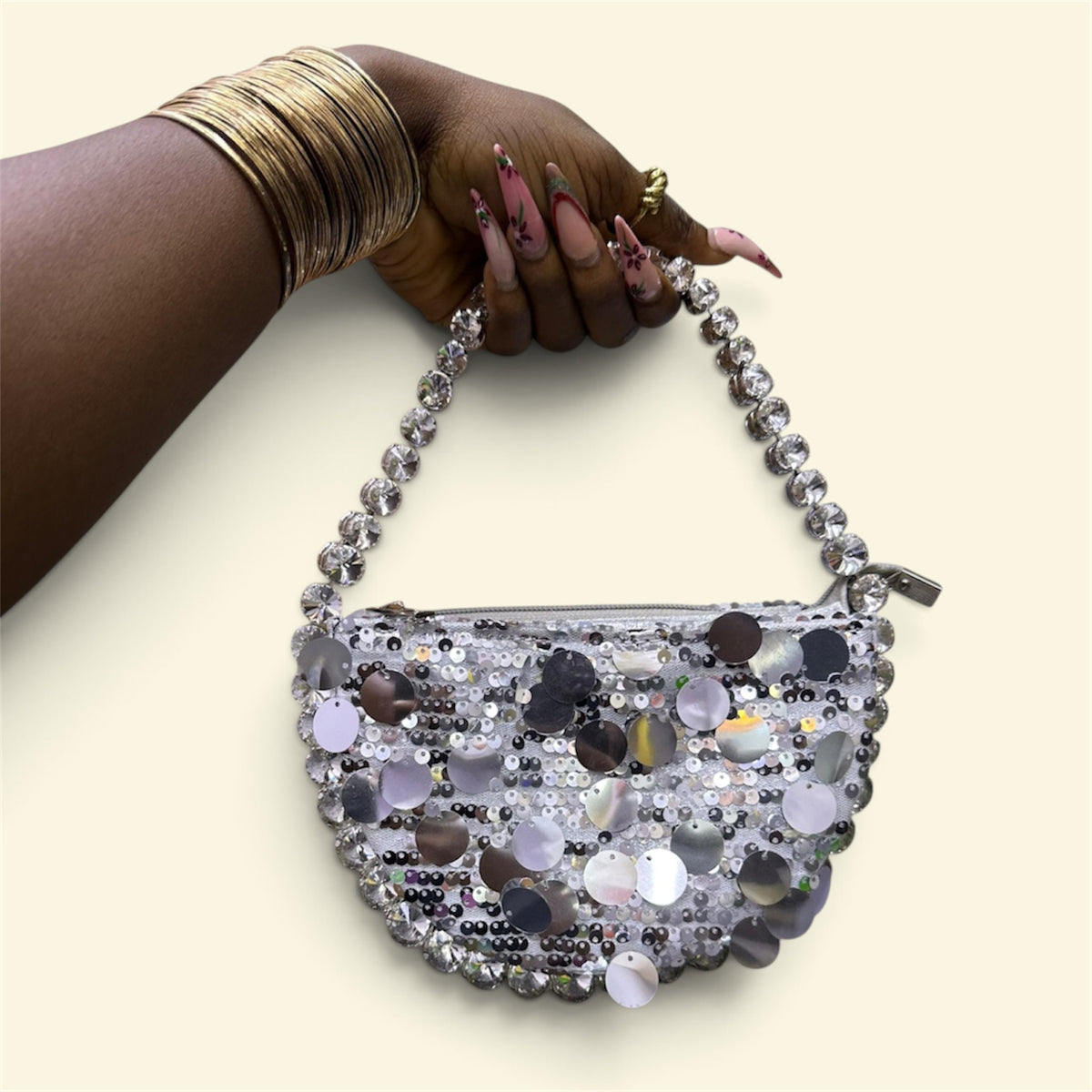 Sequin Rhinestone Chain Shoulder Bag