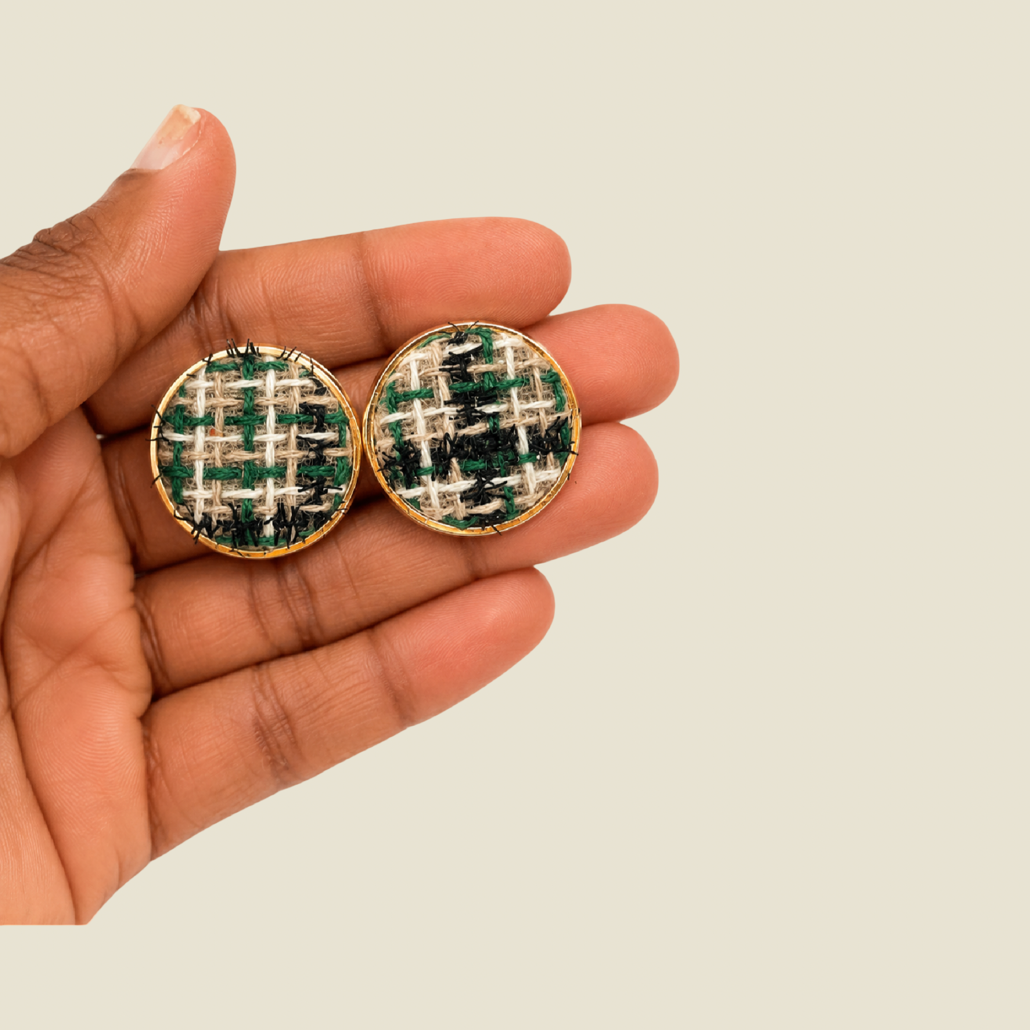 Tweed Woven Stud Earrings