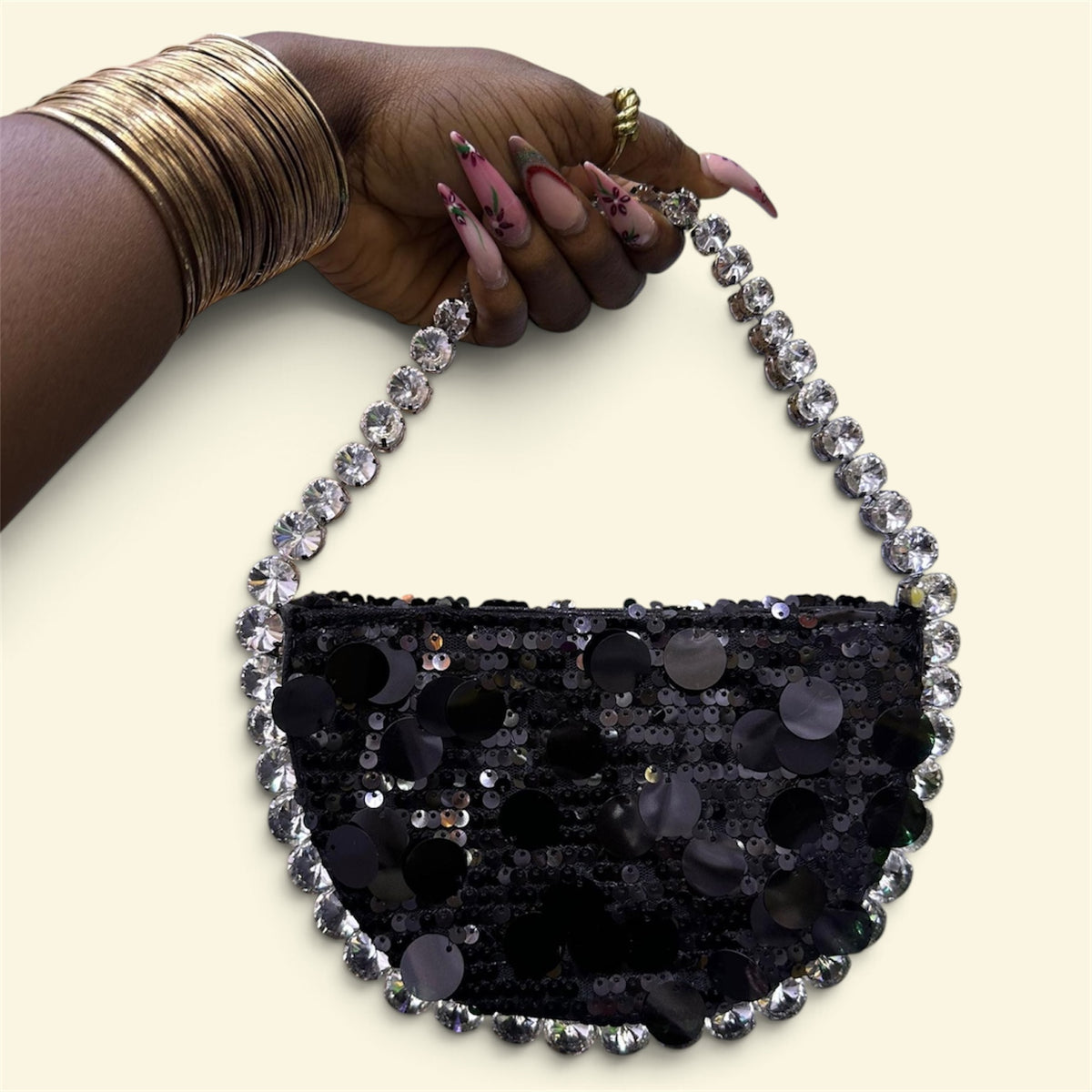 Sequin Rhinestone Chain Shoulder Bag