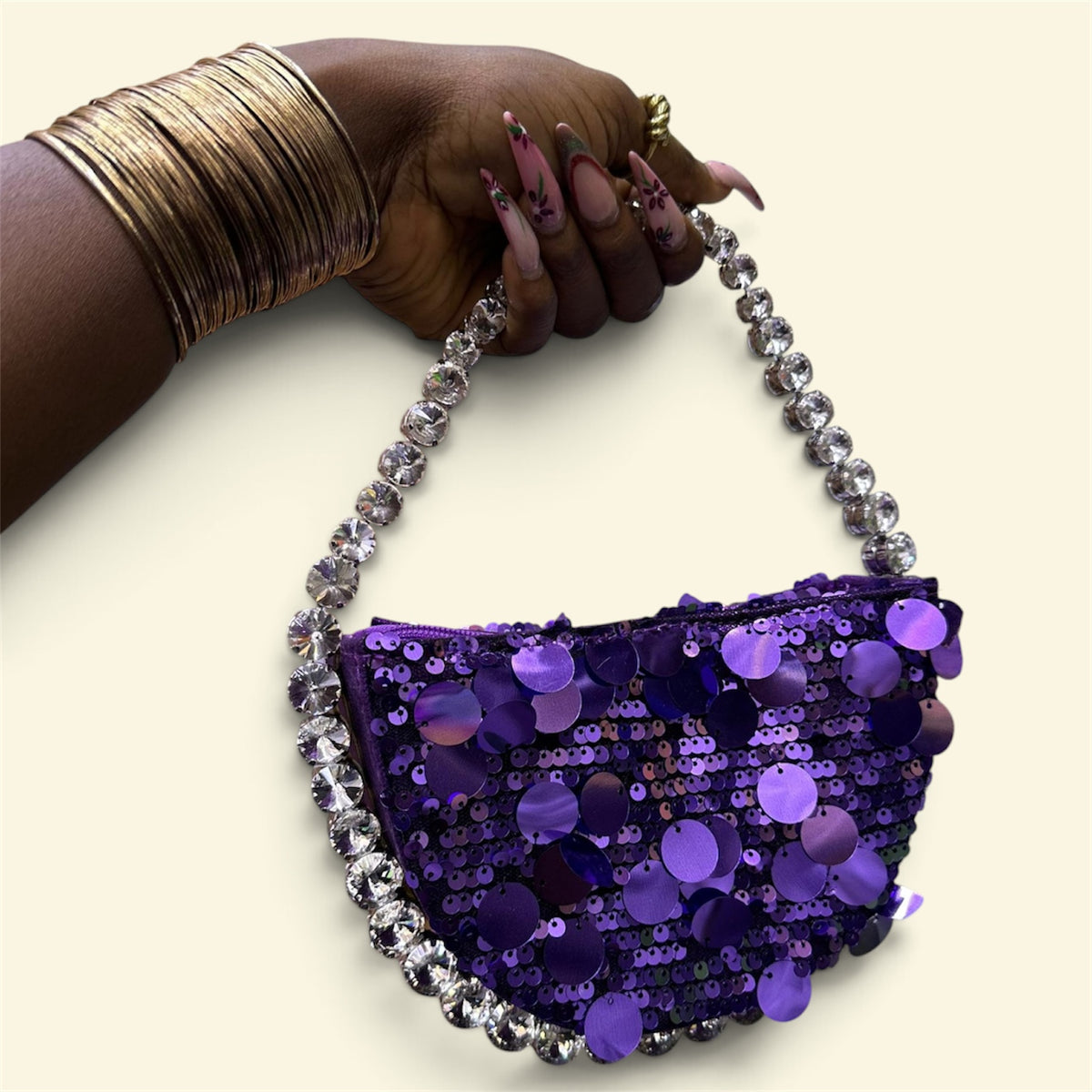 Sequin Rhinestone Chain Shoulder Bag