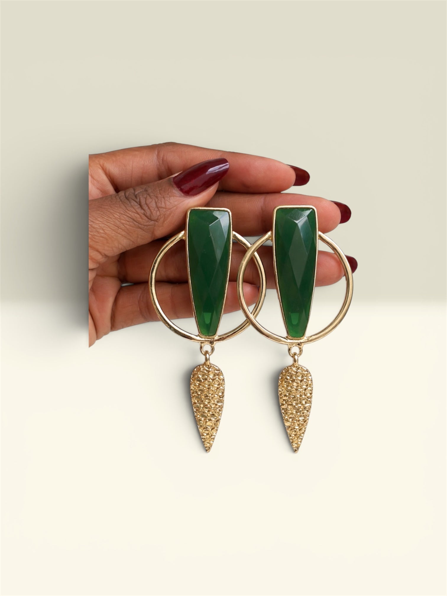Emerald Geometric Earrings