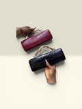Leather Chic Purse with Geometric Handle