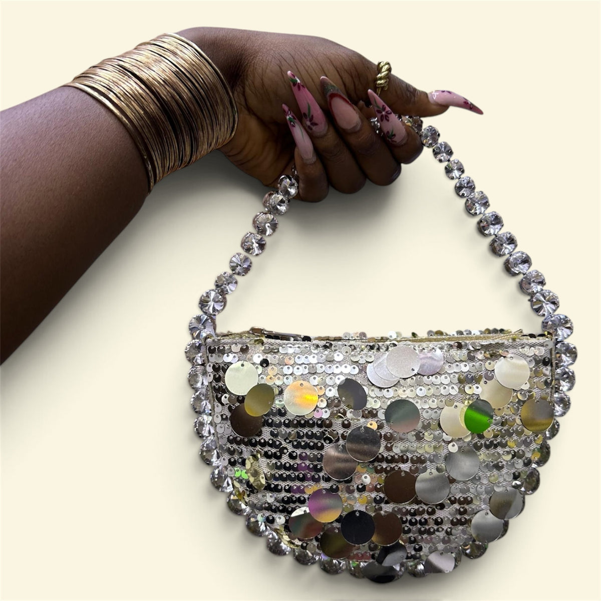 Sequin Rhinestone Chain Shoulder Bag