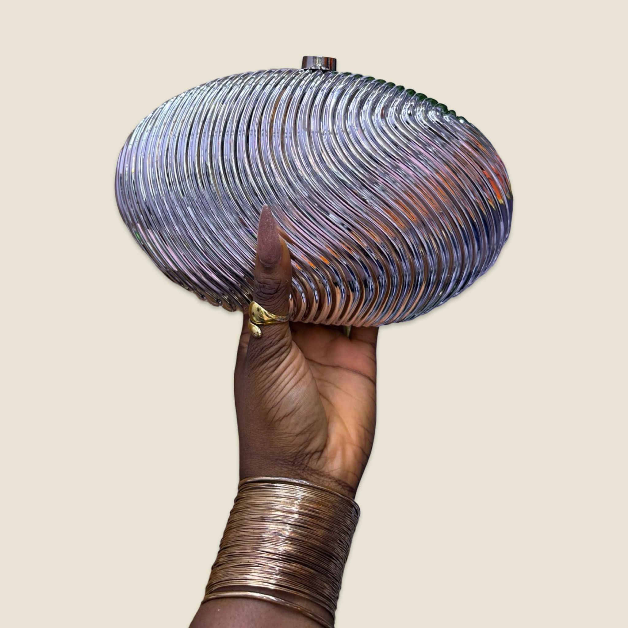 Sculptural Metallic Evening purse