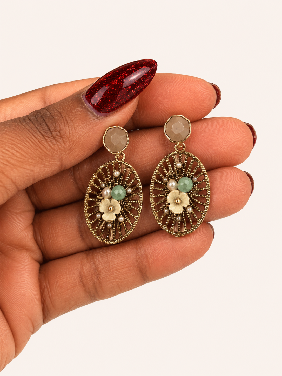 Vintage Floral Filigree Drop Earrings