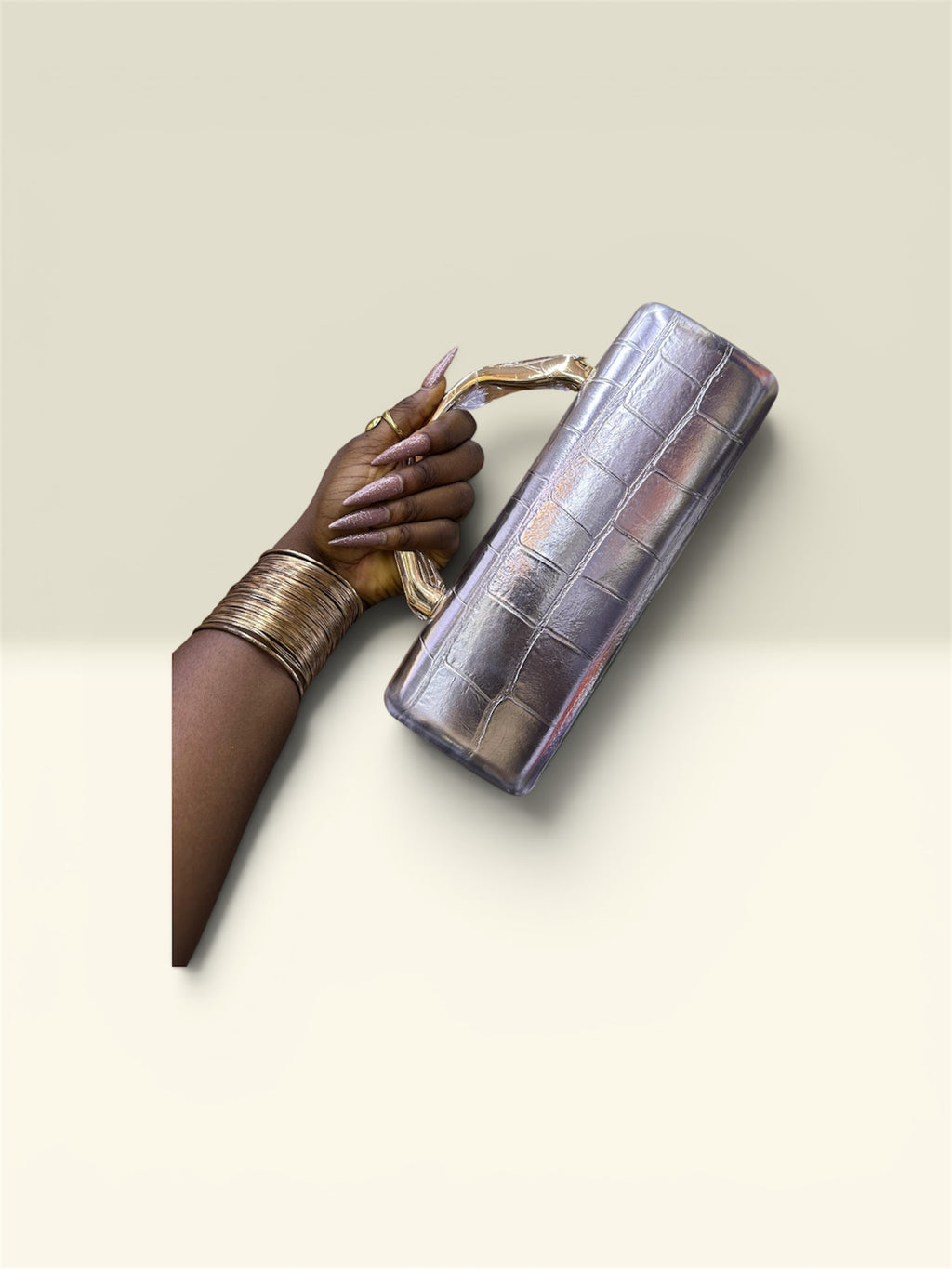 Leather Chic Purse with Geometric Handle