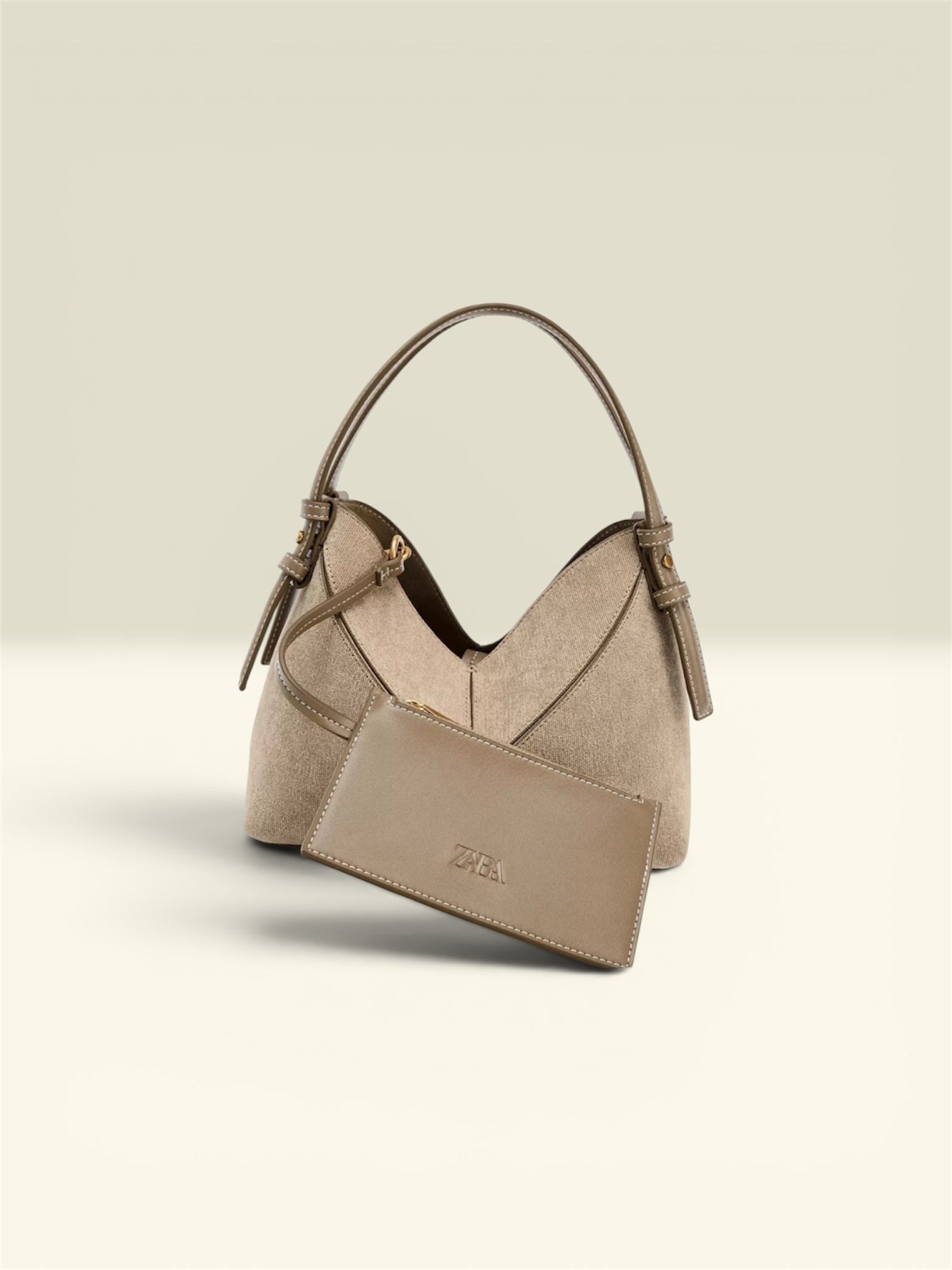 Zara Canvas Hobo Bag & Pouch Set