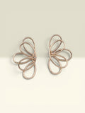 THE GOOD FIND Abstract rose gold-tone metal wire frame earrings with an open-work floral petal design.
